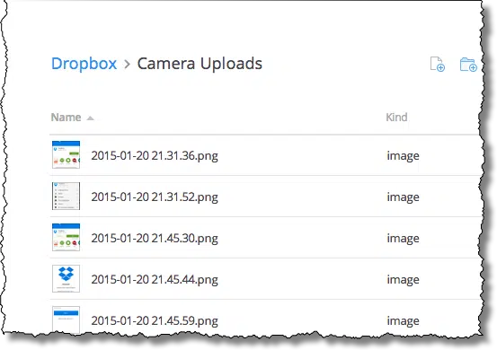 Dropbox Camera Uploads contents