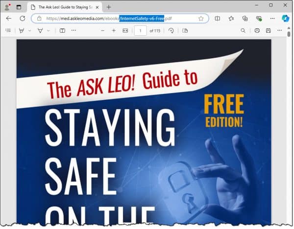 Internet Safety PDF opened in Edge.