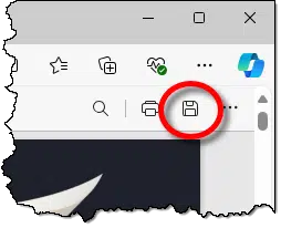 Save PDF icon in Edge.