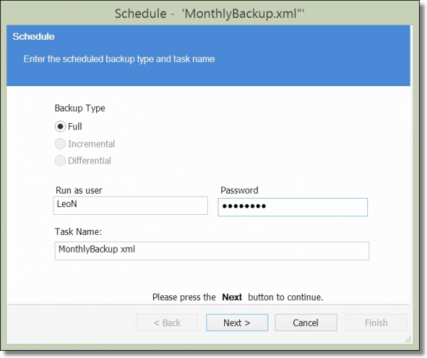 First scheduling dialog