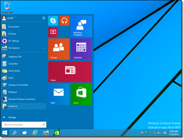 Windows 10 Start Menu