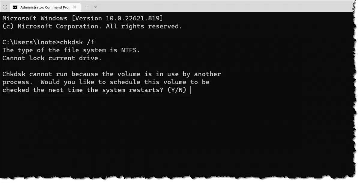 CHKDSK needing to be run on reboot.