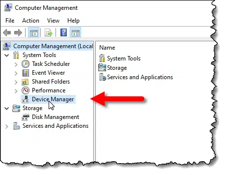 Device Manager in the Computer Management application