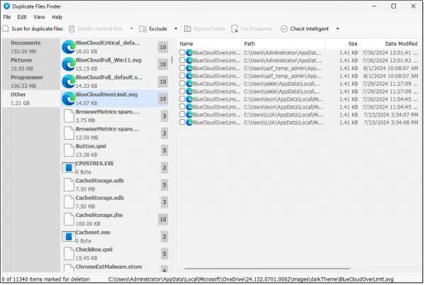 Duplicate files in Glary Utilities.