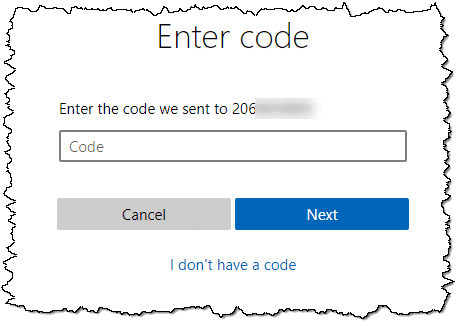 Enter the code texted. 