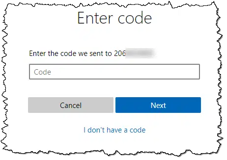 Enter the code texted.