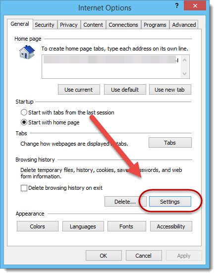 Internet Options Settings