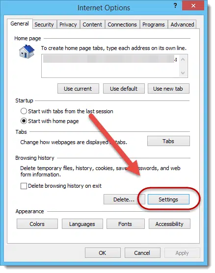 Internet Options Settings