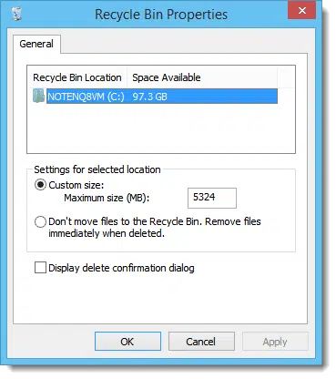 Recycle Bin Properties