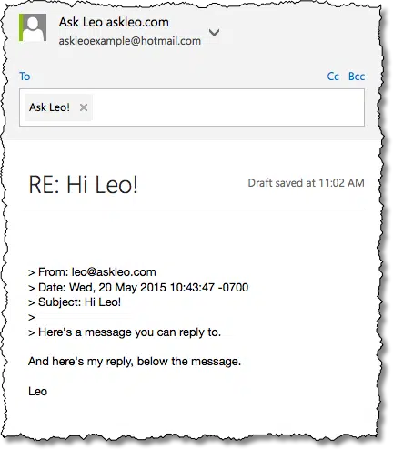 An example of a compact reply