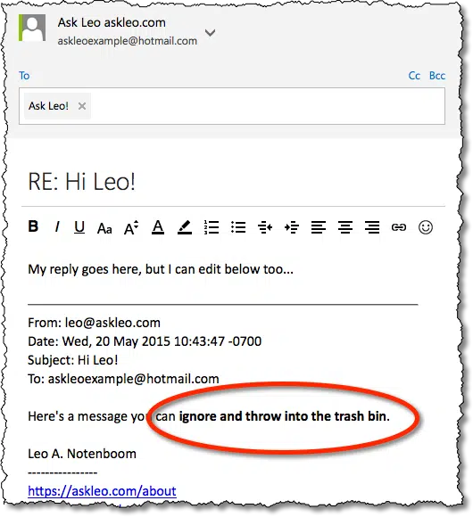 An Example of an Edited Reply