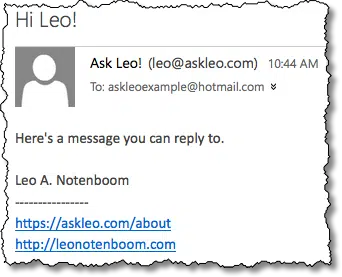 Example Email Message