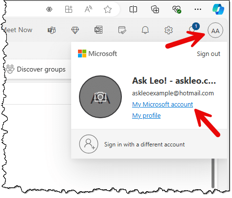 My Microsoft Account link.