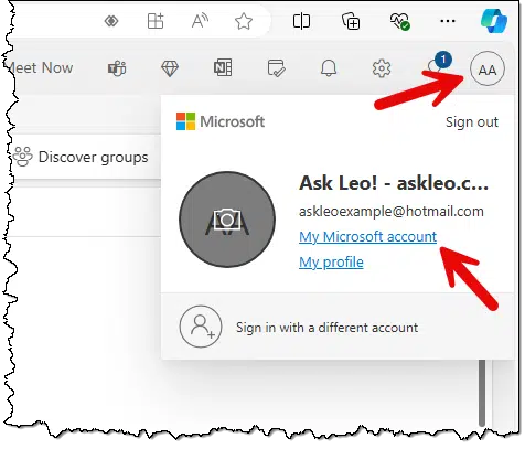 My Microsoft Account link.