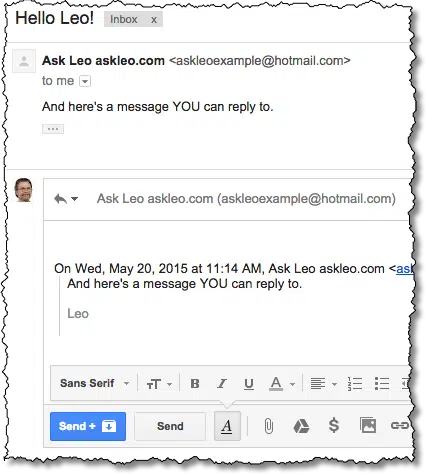 Reply in Gmail with ellipsis expanded