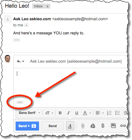 Reply example in Gmail