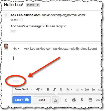 Reply example in Gmail