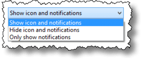 Notification Area Icon Options