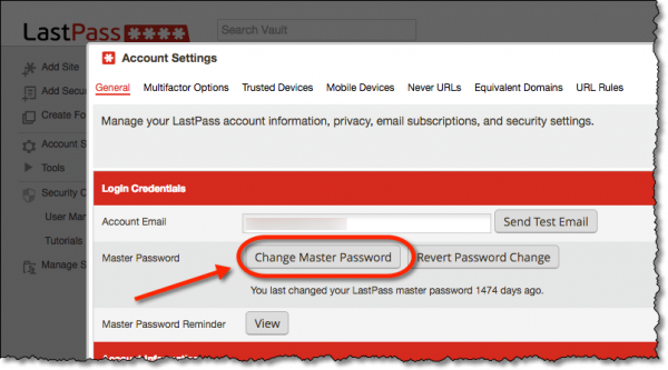 Lastpass account settings