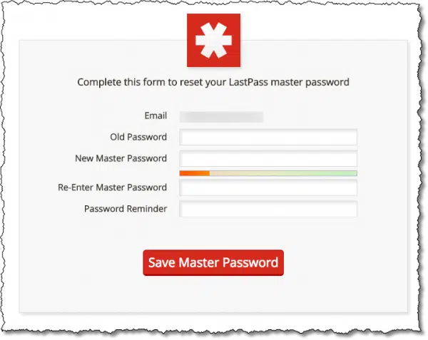 Lastpass password change dialog