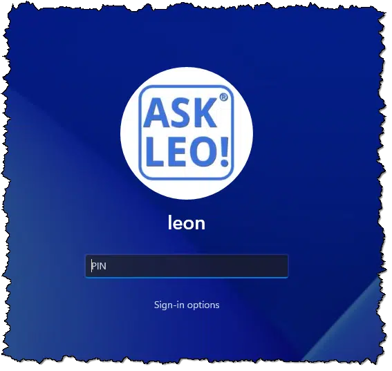 Signing in with a local account.