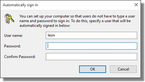 netplwiz password confirmation