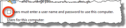 netplwiz option unchecked