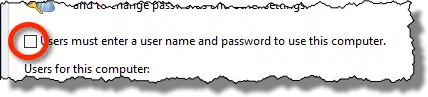 netplwiz option unchecked