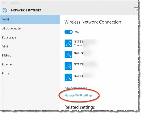 Windows 10 Wireless Settings