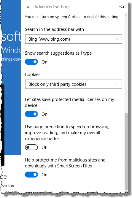 Edge Advanced Settings