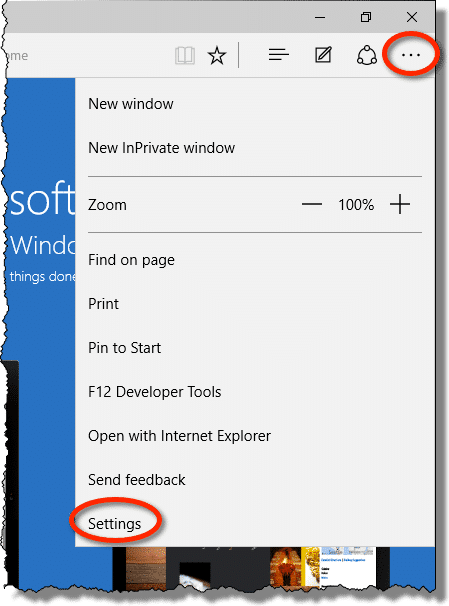 Edge Options Menu