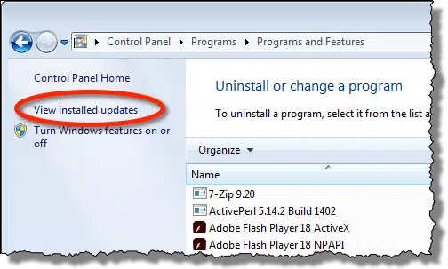 View Installed Updates