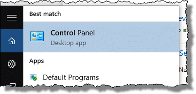 Windows 10 Control Panel