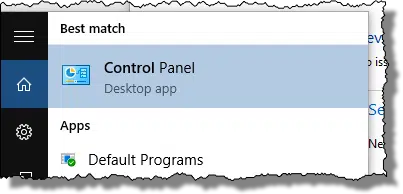 Windows 10 Control Panel