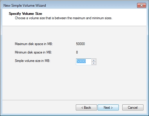 New Partition Size