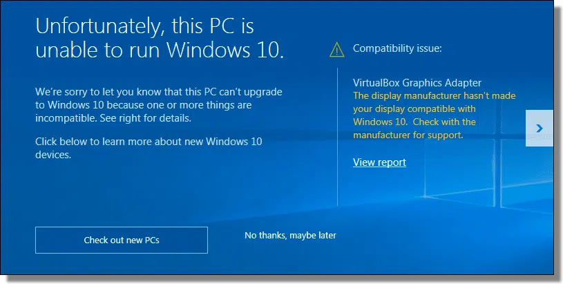 Even so, this computer can run Windows 10