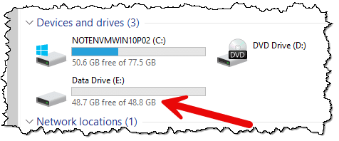 The new drive in Windows File Explorer.