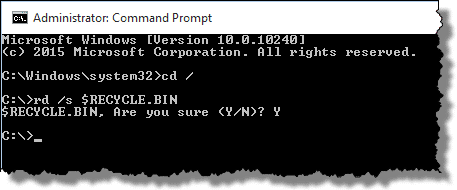 Fix the Recycle Bin by Deleting in CMD