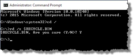 Fix the Recycle Bin by Deleting in CMD