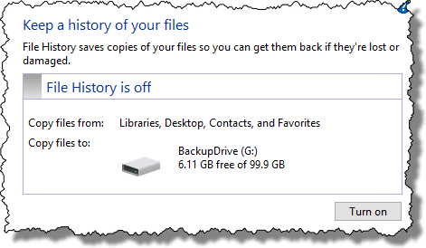 Historial de archivos de Windows 10