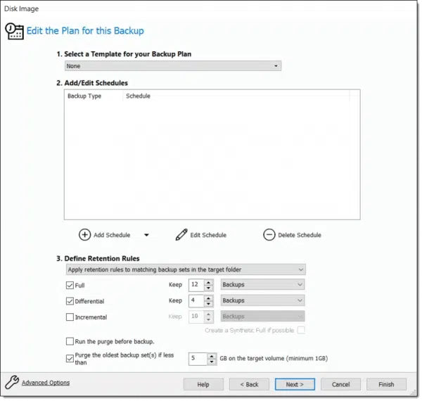 Reflect Edit Backup Plan.