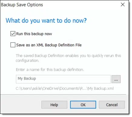 Backup Save Options