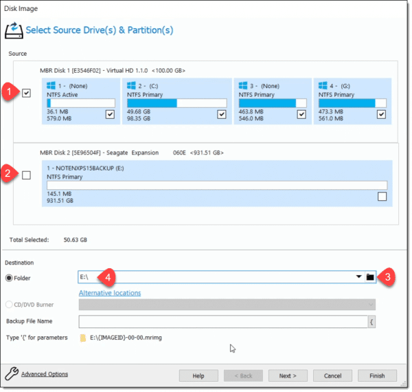 Reflect Select Source Drive(s).