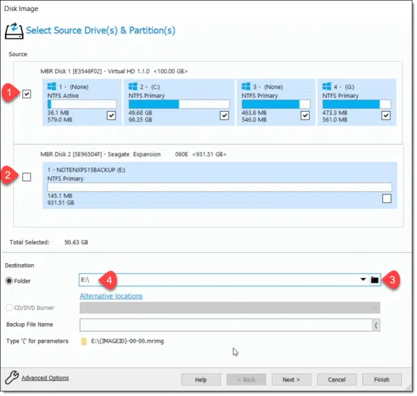 Reflect Select Source Drive(s).