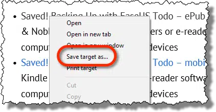 Save target as... to download a file