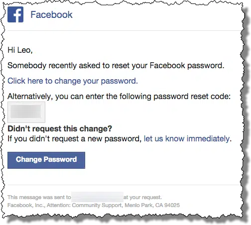 Facebook Notice