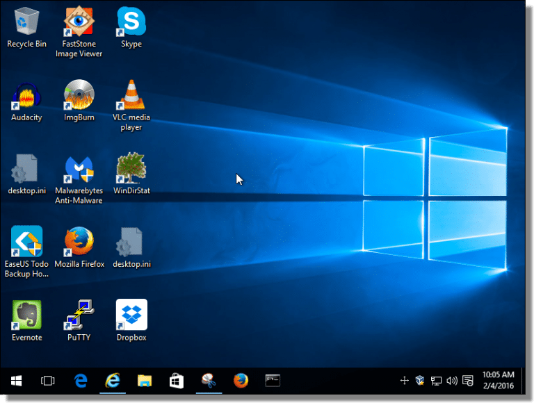 Windows 10 Desktop after Ninite Install