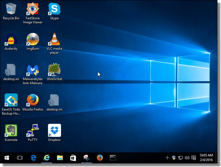 Windows 10 Desktop after Ninite Install