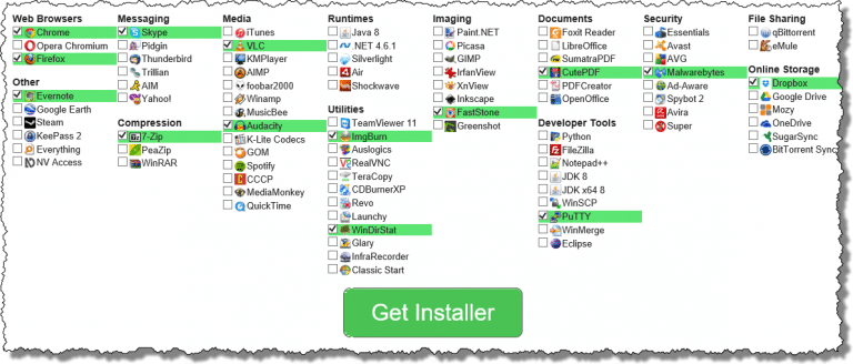 Ninite - Several Packages Selected