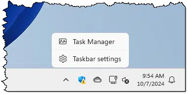 Task manager taskbar link.